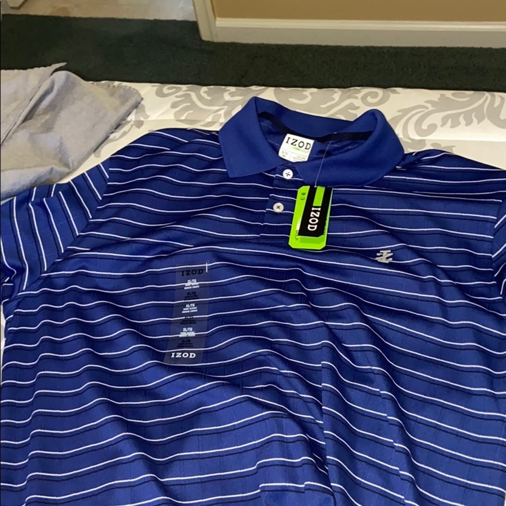 Izod Dark Blue Striped Polo